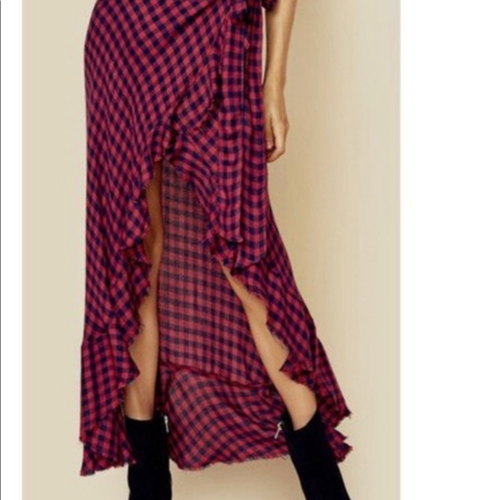 Blue Life Planet Blue Plaid Aura Maxi Skirt